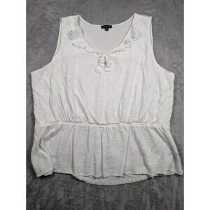 Lane Bryant Blouse Womens Size 30 32 White Flowy Ruffles Smocked Cottagecore